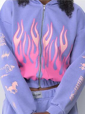 NGOrder Speed Demon Purple Cropped Zip Up Graphic Hoodie